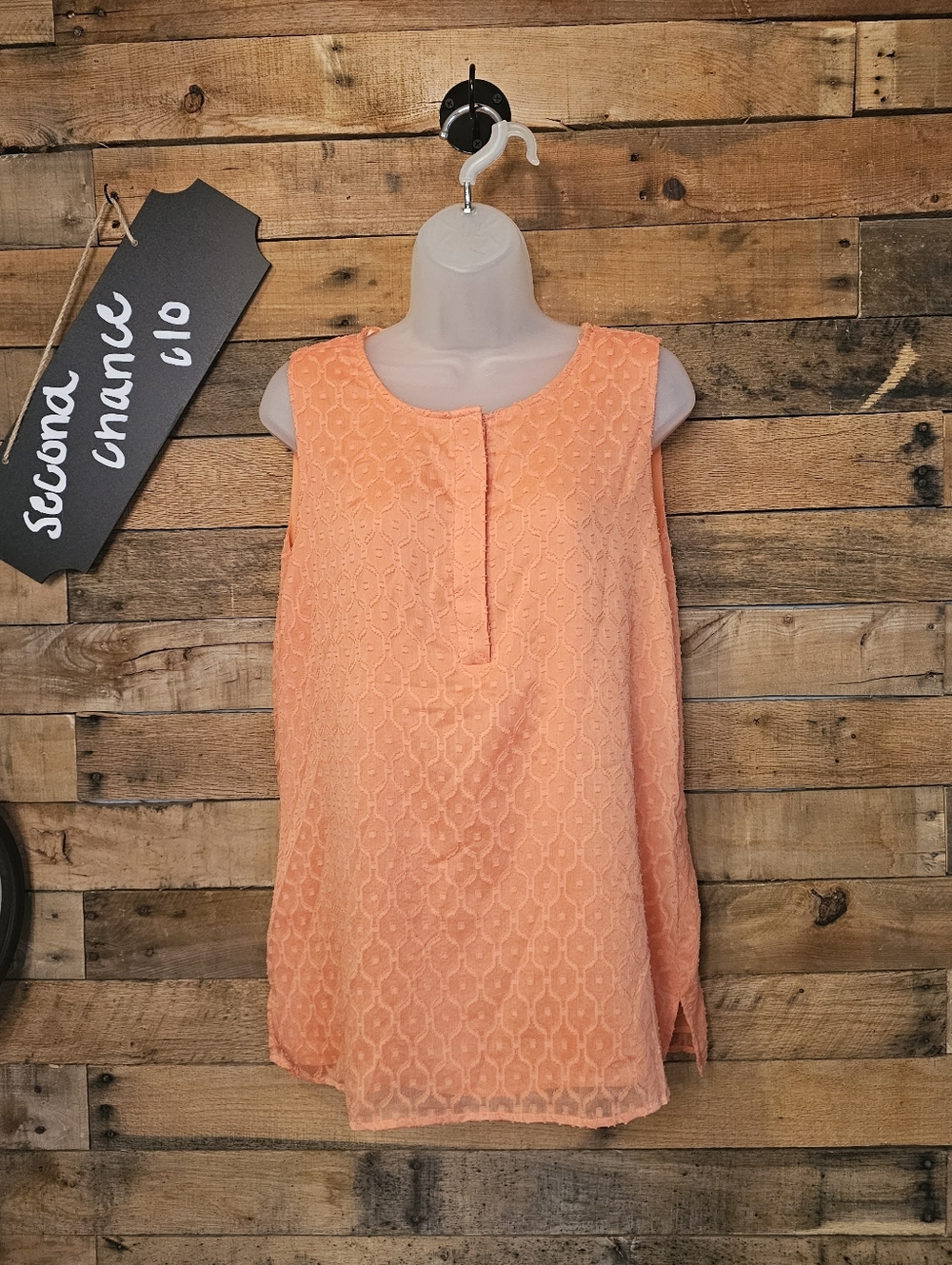 Vince Camuto Women's Orange Raised Pattern Lightweight Sleeveless Blouse Size S